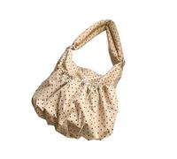 Creative Adjustable Drawstring Crossbody Bag Dot Design Lightweight Cotton Shoulder Purse for Casual Wear Fashionable Korean Inspired Shoulder