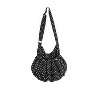 Creative Adjustable Drawstring Crossbody Bag Dot Design Lightweight Cotton Shoulder Purse for Casual Wear Fashionable Korean Inspired Shoulder