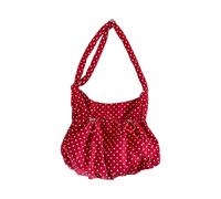Creative Adjustable Drawstring Crossbody Bag Dot Design Lightweight Cotton Shoulder Purse for Casual Wear Fashionable Korean Inspired Shoulder