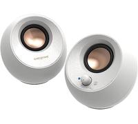 CREATIVE Pebble V3 - Altoparlante da desktop minimalista 2.0 USB-C con audio USB, Clear Dialog, Bluetooth 5.0, potenza sinusoidale 8 W a picco di 16 W, convertitore USB-A incluso (bianco)