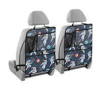 Creative Astronauts and Space Car Back Seat Protector, confezione da 2 tappetini protettivi per proteggere dallo sporco, con 3 tasche portaoggetti per sedile auto