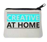 Creative At Home - Portamonete in neoprene con grafica "Work from Home", 10 x 11 cm, colore: Bianco, bianco, Taglia unica