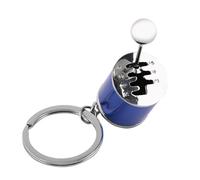 Creative Auto Gear Shifter Model Keychain Keyring Car Part Shaped Metal Alloy Key Rings Functional 6 Speed Shiftable Miniature Gearbox for Car Enthusiasts Drivers Learners Silver (Blue)