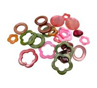 Creative-Beads Elementi in madreperla, circa 20 pezzi, fiori, cerchi, rettangoli, ecc., diverse misure, colori assortiti