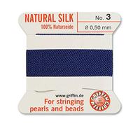 Creative-Beads - Filo per perline, filo di seta per perle da infilare, estremità del filo flessibile utilizzabile come ago, spessore 0,50 mm, lunghezza 2 m, colore blu