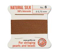 Creative-Beads - Filo per perline, filo di seta per perle da infilare, estremità del filo flessibile utilizzabile come ago, spessore 0,70 mm, lunghezza 2 m, colore marrone