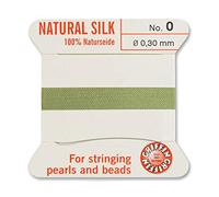 Creative-Beads - Filo per perline, filo di seta per perle da infilare, estremità del filo flessibile utilizzabile come ago, spessore 0,30 mm, lunghezza 2 m, colore verde giada