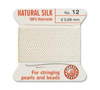 Creative-Beads - Filo per perline, filo di seta per perle da infilare, estremità del filo flessibile utilizzabile come ago, spessore 0,95 mm, lunghezza 2 m, colore bianco