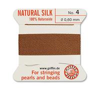 Creative-Beads - Filo per perline, filo di seta per perle da infilare, estremità del filo flessibile utilizzabile come ago, spessore 0,60 mm, lunghezza 2 m, colore marrone