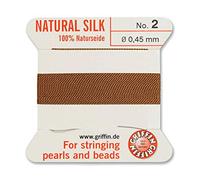 Creative-Beads - Filo per perline, filo di seta per perle da infilare, estremità del filo flessibile utilizzabile come ago, spessore 0,45 mm, lunghezza 2 m, colore marrone