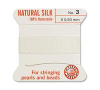 Creative-Beads - Filo per perline, filo di seta per perle da infilare, estremità del filo flessibile utilizzabile come ago, spessore 0,50 mm, lunghezza 2 m, colore bianco