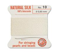 Creative-Beads - Filo per perline, filo di seta per perle da infilare, estremità del filo flessibile utilizzabile come ago, spessore 0,90 mm, lunghezza 2 m, colore bianco