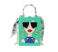 Creative Beauty Box Bag - Borsa a tracolla singola con catena retrò per fidanzata, figlia, sorella, insegnante, borsa elegante e versatile per l'uso quotidiano, Verde