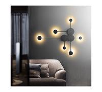 Creative Black/Gold/LED Wall Lamp for Living Room Bedroom Bedside Nordic Decoration Designer Corridor Hotel Loft Wall Lights (Color : Gold2Heads Size : WhiteLight) (Blackleftstype WarmLight)