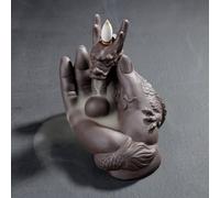 Creative Buddha Hand Incense Holder Bergamot Dragon Head Backflow Incense Burner Stick Censer for Relaxation And Home Decoration (E) (C)