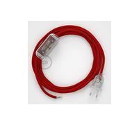 creative cables - Cablaggio per Lampada, Cavo RC35 Cotone Rosso Fuoco 1,80 m. Scegli Il Colore dell'interuttore e della Spina. - Trasparente