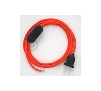 creative cables - Cablaggio per Lampada, Cavo RF15 Effetto Seta Arancione Fluo 1,80 m. Scegli Il Colore dell'interuttore e della Spina. - Nero