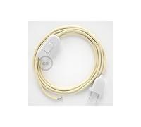 creative cables Cablaggio per Lampada, Cavo RM00 Effetto Seta Avorio 1,80 m. Scegli Il Colore dell'interuttore e della Spina. - Bianco