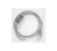 creative cables - Cablaggio per Lampada, Cavo RM02 Effetto Seta Argento 1,80 m. Scegli Il Colore dell'interuttore e della Spina. - Trasparente