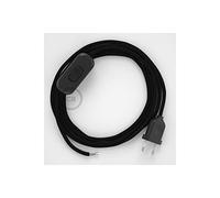 creative cables - Cablaggio per Lampada, Cavo RM04 Effetto Seta Nero 1,80 m. Scegli Il Colore dell'interuttore e della Spina. - Nero
