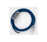 creative cables - Cablaggio per Lampada, Cavo RM12 Effetto Seta Blu 1,80 m. Scegli Il Colore dell'interuttore e della Spina. - Trasparente