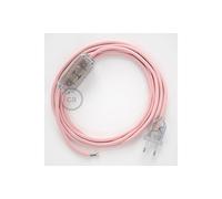 creative cables Cablaggio per lampada, cavo RM16 Effetto Seta Rosa Baby 1,80 m. Scegli il colore dell'interuttore e della spina. - Trasparente