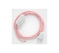 creative cables Cablaggio per Lampada, Cavo RM16 Effetto Seta Rosa Baby 1,80 m. Scegli Il Colore dell'interuttore e della Spina. - Bianco