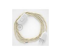 creative cables Cablaggio per Lampada, Cavo TM00 Effetto Seta Avorio 1,80 m. Scegli Il Colore dell'interuttore e della Spina. - Bianco