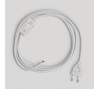 Creative-Cables Cablaggio per lampada con cavo in cotone da 1,8 m - (Cavo 2x0,75 mm² bianco RC01, spina EU e interruttore trasparenti) - Conforme a standard di sicurezza