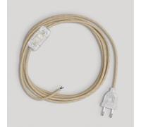 creative cables - Cablaggio per Lampada, Cavo RN06 Juta 1,80 m. Scegli Il Colore dell'interuttore e della Spina. - Trasparente