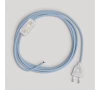 Creative-Cables Cablaggio per lampada con cavo ZigZag da 1,8 m - (Cavo 2x0,75 mm² blu steward RD75, spina EU e interruttore trasparenti) - Conforme a standard di sicurezza