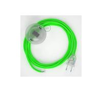 creative cables Cablaggio per piantana, Cavo RF06 Effetto Seta Verde Fluo 3 m. Scegli Il Colore dell'interruttore e della Spina. - Trasparente