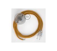 creative cables - Cablaggio per piantana, Cavo RM05 Effetto Seta Oro 3 m. Scegli Il Colore dell'interruttore e della Spina. - Trasparente