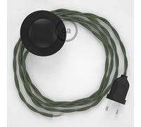 creative cables - Cablaggio per piantana, Cavo TC63 Cotone Verde Grigio 3 m. Scegli Il Colore dell'interruttore e della Spina. - Nero