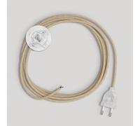 Creative-Cables Cablaggio per piantana con cavo in juta da 3 m - (Cavo 2x0,75 mm² beige RN06, spina EU e interruttore trasparenti) - Conforme a standard di sicurezza