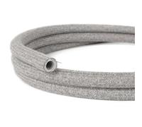 Creative-Cables Canalina passacavi modellabile linea Creative-Tube (20 mm Ø x 1 m, Lino Naturale Grigio RN02) - Rivestimento in tessuto decorativo effetto lino - Sicurezza e qualità certificata
