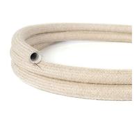 Creative-Cables Canalina passacavi modellabile linea Creative-Tube (20 mm Ø x 1 m, Lino Naturale Neutro RN01) - Rivestimento in tessuto decorativo effetto lino