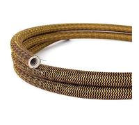 Creative-Cables Canalina passacavi modellabile linea Creative-Tube (20 mm Ø x 1 m, Oro e Nero RZ24) - Rivestimento in tessuto decorativo effetto seta - Sicurezza e qualità certificata