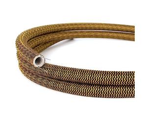 Creative-Cables Canalina passacavi modellabile linea Creative-Tube (20 mm Ø x 1 m, Oro e Nero RZ24) - Rivestimento in tessuto decorativo effetto seta - Sicurezza e qualità certificata