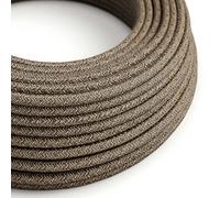 Creative-Cables Cavo elettrico per esterno resistente agli UV (1 m, Lino Naturale Marrone SN04) - Rotondo, rivestito in lino e flessibile - Compatibile con sistema EIVA IP65