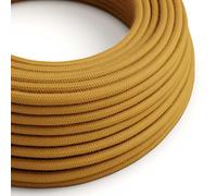 creative cables Cavo Elettrico Rotondo Rivestito in Cotone Tinta Unita Miele Dorato RC31-5 Metri, 3x0.75