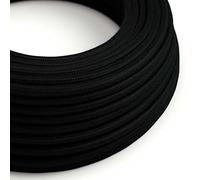 creative cables - Cavo Elettrico Rotondo Rivestito in Cotone Tinta Unita Nero RC04-10 Metri, 2x0.75