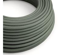 creative cables Cavo Elettrico Rotondo Rivestito in Cotone Tinta Unita Verde Grigio RC63-1 Metri, 2x0.75