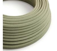 creative cables - Cavo Elettrico Rotondo Rivestito in Cotone Zigzag Color Verde Timo e Lino Naturale RD72-5 Metri, 3x0.75