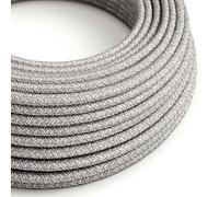 creative cables - Cavo Elettrico Rotondo Rivestito in Lino Naturale Grigio RN02-1 Metri, 3x0.75