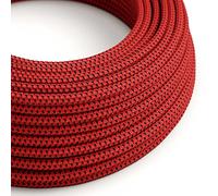 creative cables Cavo Elettrico Rotondo Rivestito in Tessuto Effetto 3D in Rilievo Red Devil RT94-10 Metri, 3x0.75