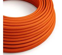 creative cables Cavo Elettrico Rotondo Rivestito in Tessuto Effetto Seta Tinta Unita Arancione RM15-10 Metri, 3x0.75