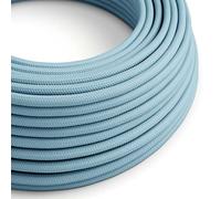 creative cables - Cavo Elettrico Rotondo Rivestito in Tessuto Effetto Seta Tinta Unita Azzurro Baby RM17-1 Metri, 3x0.75