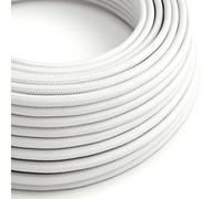 creative cables - Cavo Elettrico Rotondo Rivestito in Tessuto Effetto Seta Tinta Unita Bianco RM01-10 Metri, 2x0.75