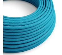 creative cables Cavo Elettrico Rotondo Rivestito in Tessuto Effetto Seta Tinta Unita Ciano RM11-1 Metri, 3x0.75